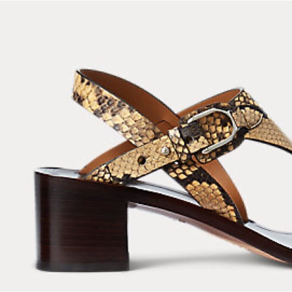 Ralph Lauren Pre Fall ‘21 Wellington Collection Julie Tan Snakeskin Thong Sandal - Picture 6 of 17